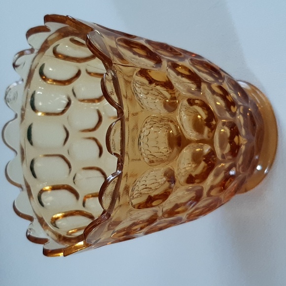 Vintage Fenton, Amber Glass Colonial Thumbprint Sugar Bowl - Picture 8 of 11